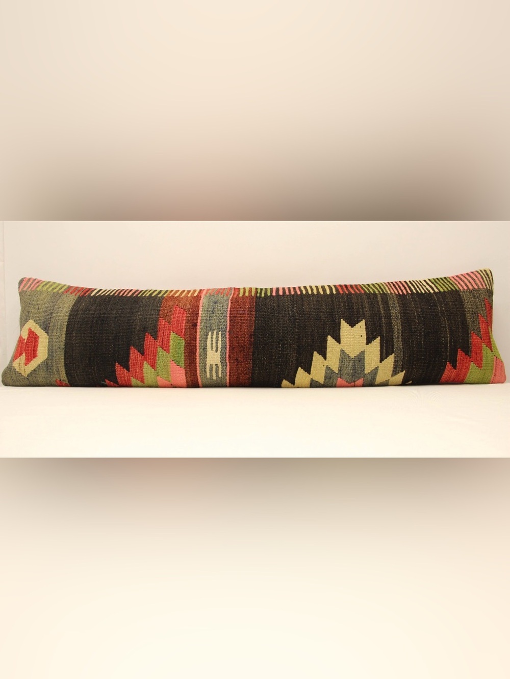 Handwoven Multicolor Kilim Lumbar Body Pillow-cover Cover Only